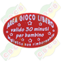 Codice BE39/61021 - BIGLIETTO  OVALE STANDARD GENERICO PER AREA GIOCO